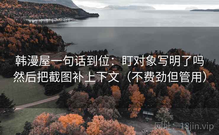 韩漫屋一句话到位：盯对象写明了吗然后把截图补上下文（不费劲但管用）